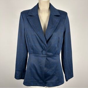CABI Sunset Kiss Plaid Blue Blazer Jacket Women’s Size 6 Windowpane